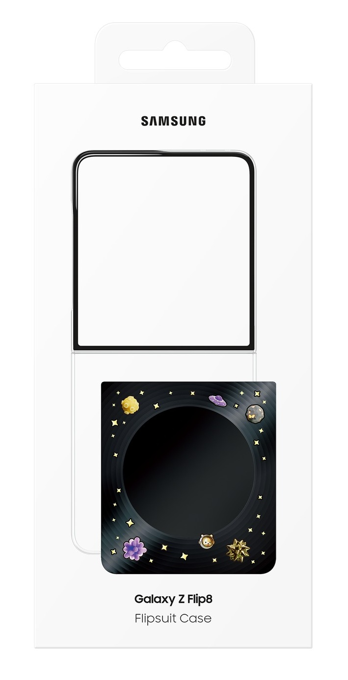 Opakowanie Samsung Galaxy Z Flip8 Flipsuiet Case o tematyce kosmicznej.