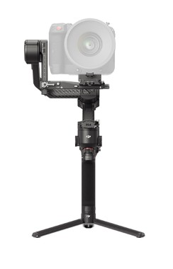 Gimbal do kamery ze statywem na białym tle.