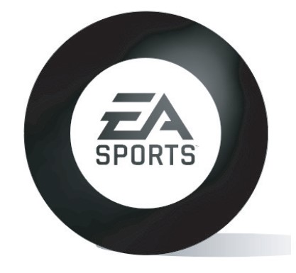 Logo EA Sports znajduje się w czarnym okręgu na białym tle.