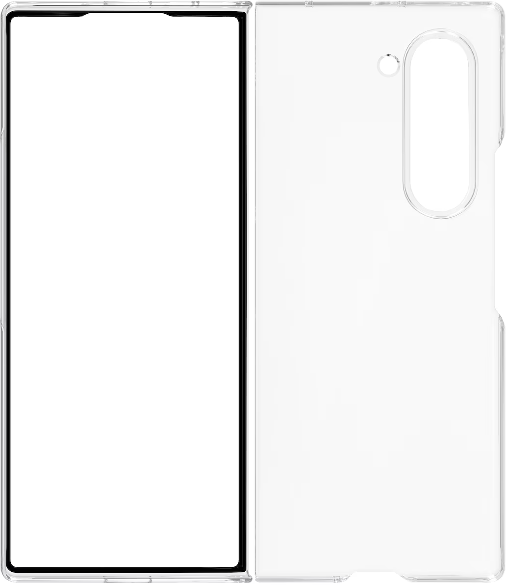 Átlátszó telefontok kivágással a kamerához és a képernyőhöz.