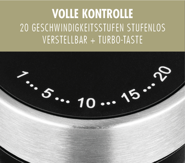 Regler mit Zahlen 1-20 und Text "VOLLE KONTROLLE".