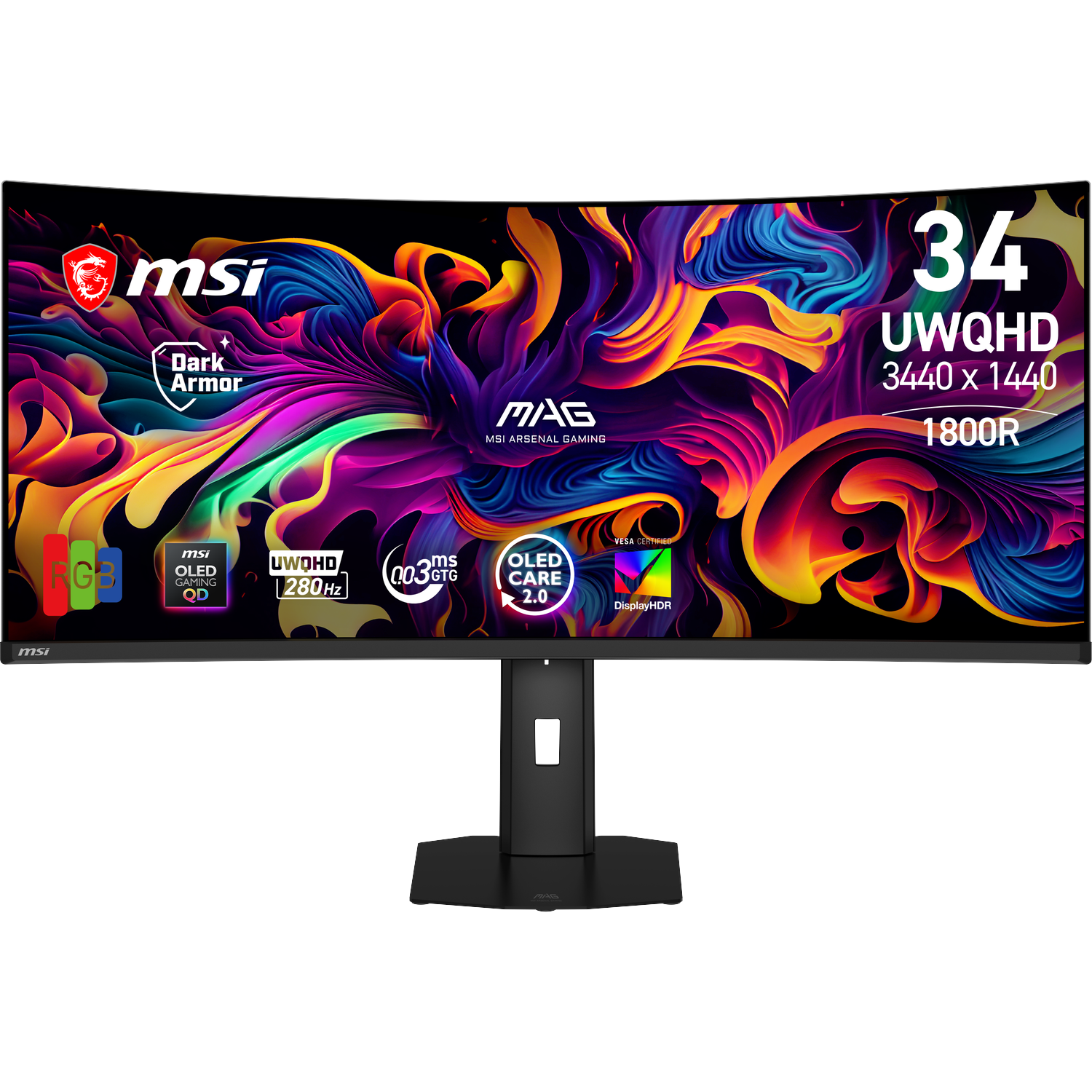 MSI Mag 341cqp Qd-oled X28 - 34.18 Inch Uwqhd 3440 X 1440 Pixels Oled (organic Light-emitting Diode)