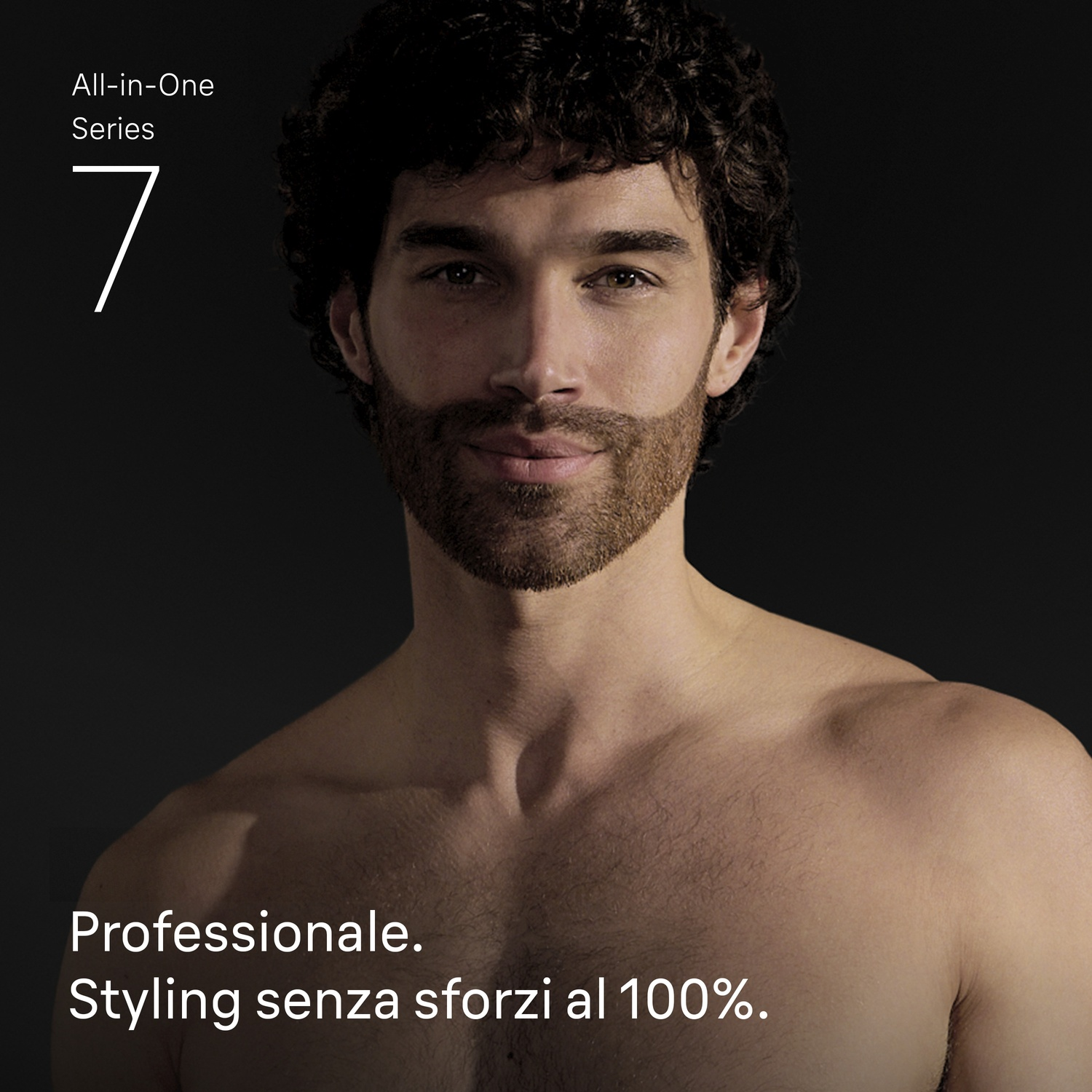 Uomo con barba, Serie All-in-One 7, professionale, styling senza sforzi.