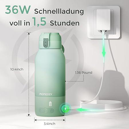 Grüne Flasche, 36W Schnellladung in 1,5 Std, 10,4 Zoll hoch, 3,4 Zoll breit.