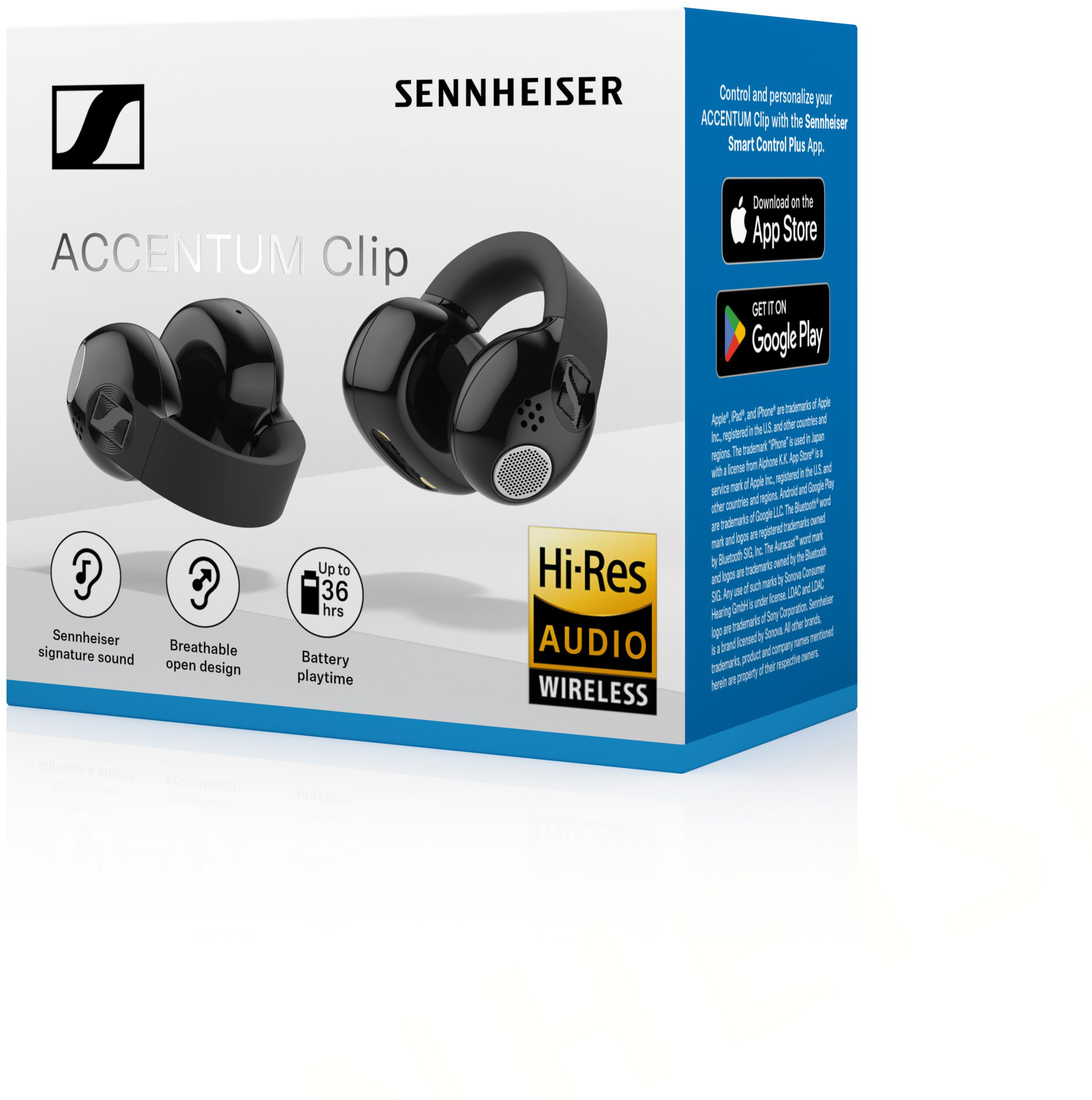 Sennheiser ACCENTUM Clip fülhallgató töltőtokkal, Hi-Res Audio.