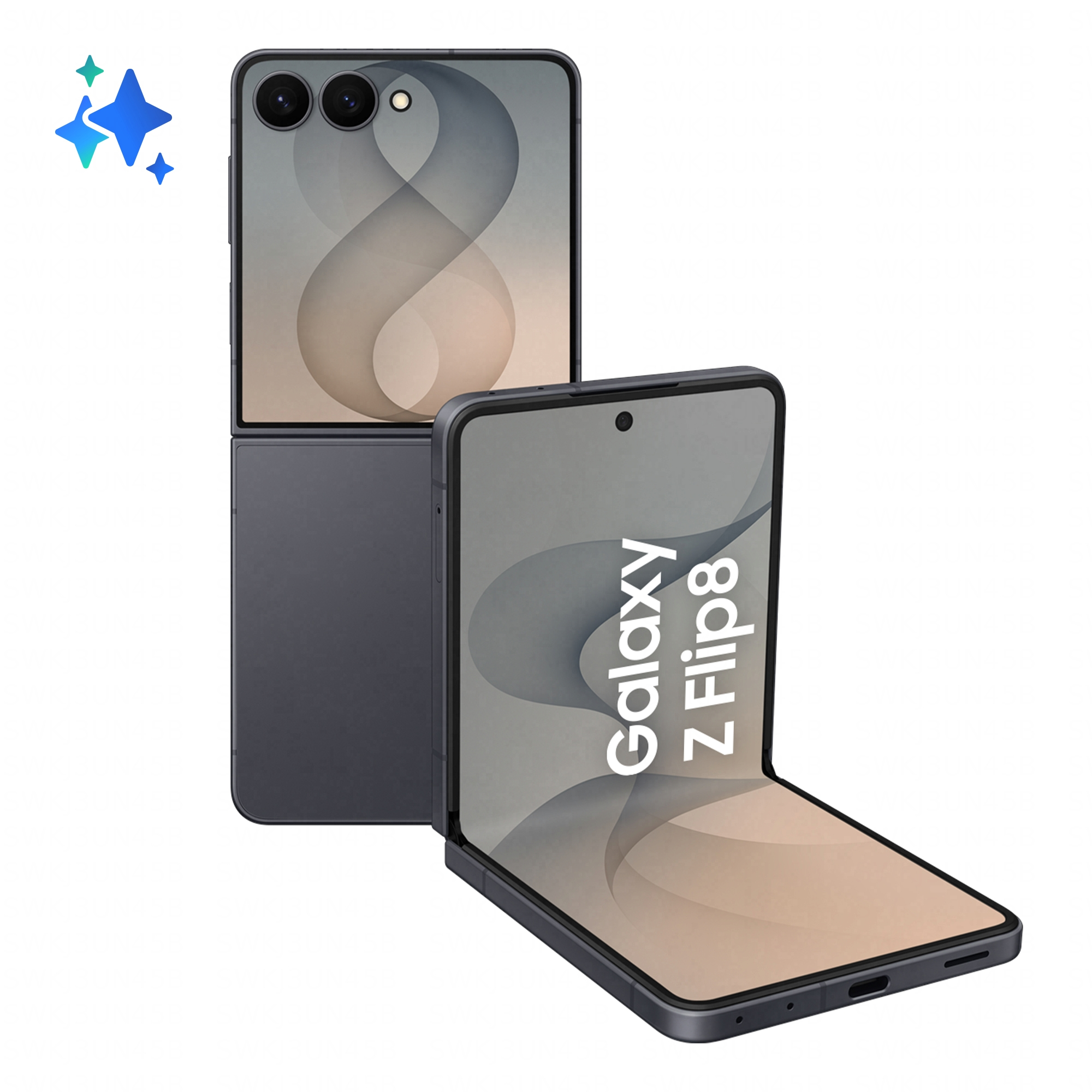 Ein geschlossenes und ein aufgeklapptes Galaxy Z Flip 8 Smartphone.