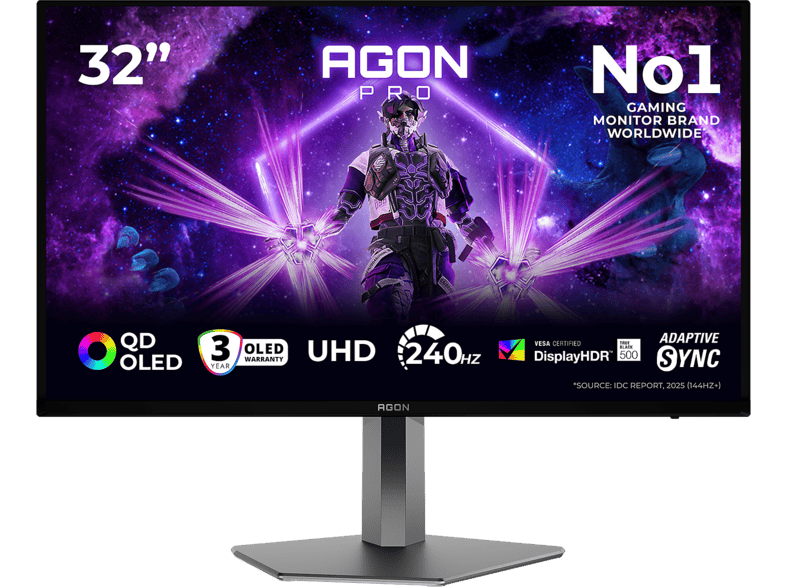 AOC AG326UZD2P 31,5 Zoll Monitor, UHD 4K, 0,03 ms Reaktionszeit, 240 Hz, Schwarz