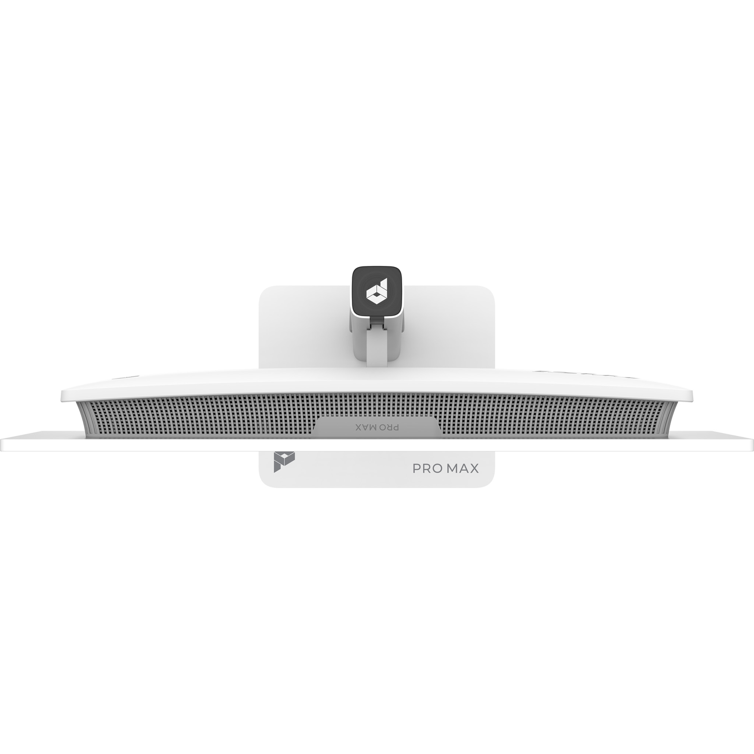 Un support de moniteur blanc avec un logo noir et le texte PRO MAX.