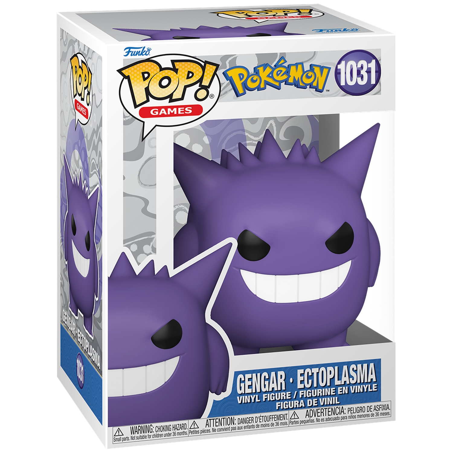 Figurine Funko Pop! Gengar dans son emballage d'origine, représentant le personnage Pokémon.