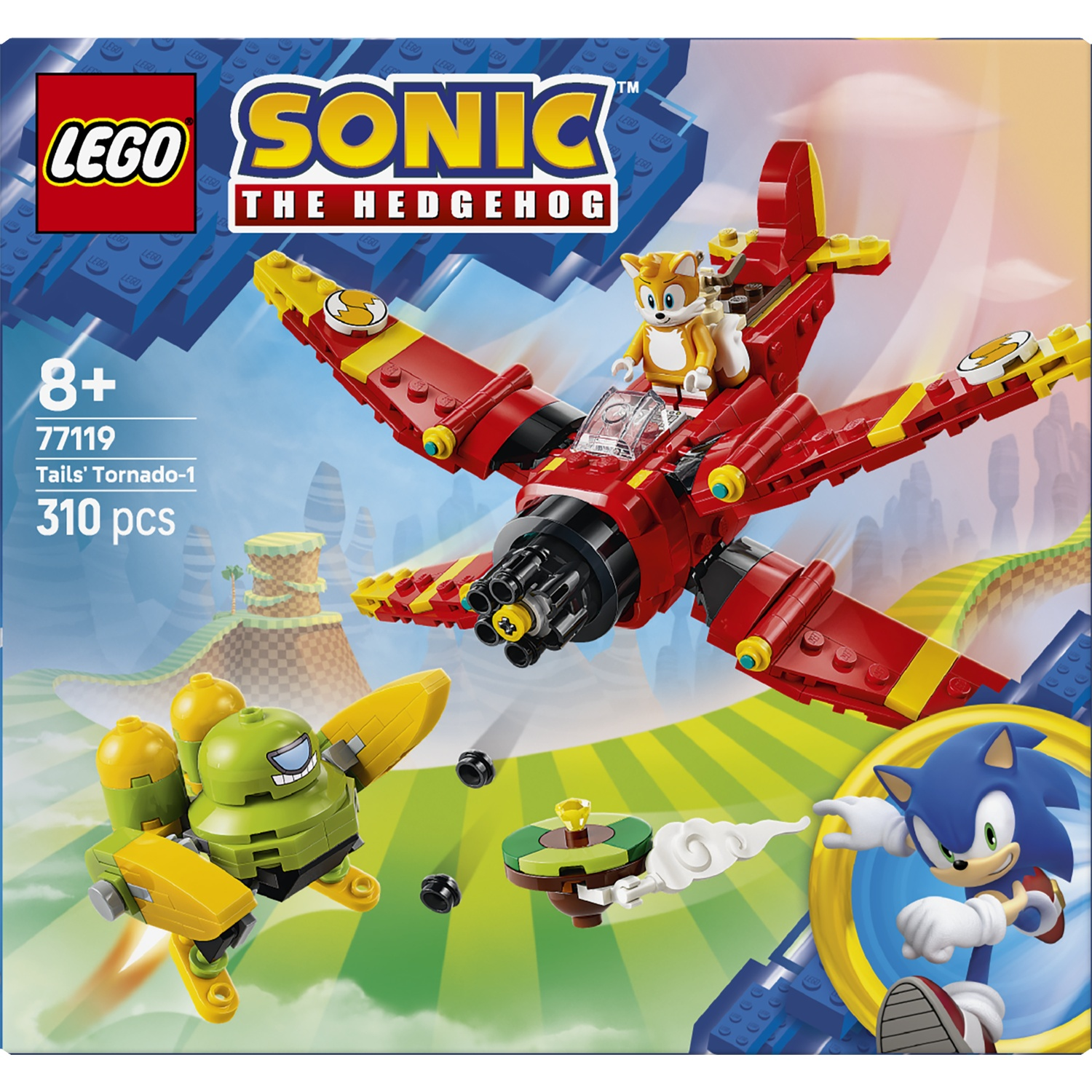 LEGO Sonic the Hedgehog Set: Tails Tornado-1 vliegtuig met Tails en Sonic.