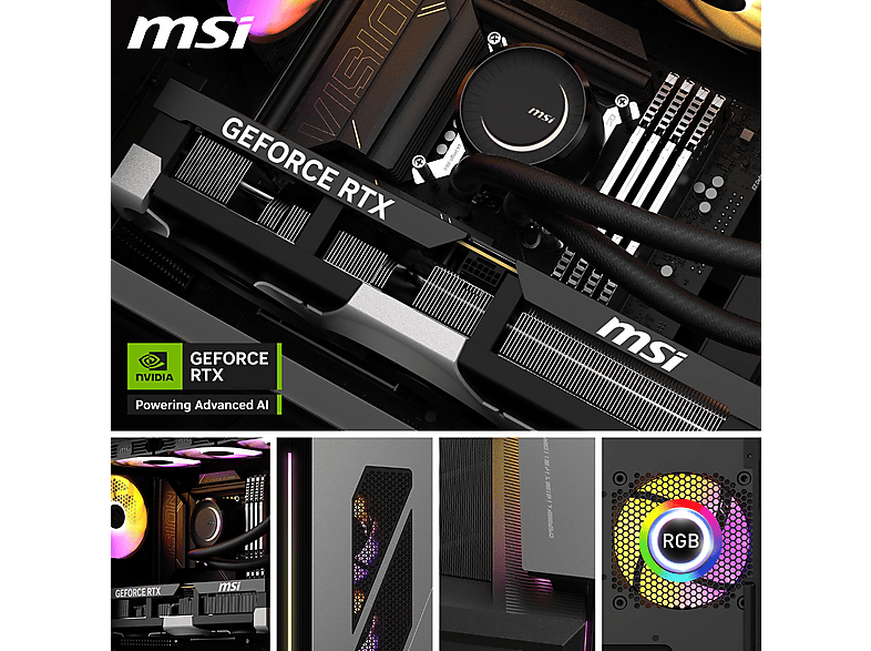 MSI MEG Vision X AI 2NVR7-235DE, Gaming PC, Intel® Core™ Ultra 7 Prozessor 265K, 64 GB RAM, 2 TB SSD, GeForce RTX™ 5070 Ti, Windows 11 Home, Schwarz — Foto 4 von 5