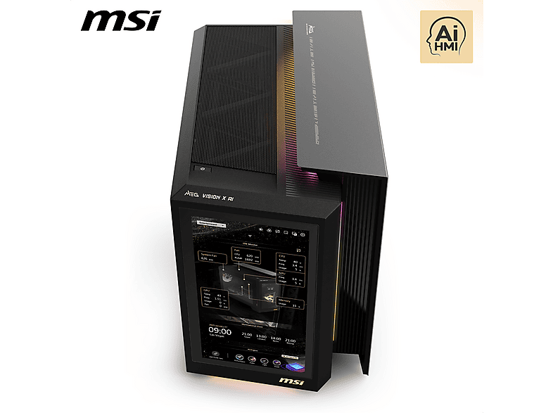 MSI MEG Vision X AI 2NVR7-235DE, Gaming PC, Intel® Core™ Ultra 7 Prozessor 265K, 64 GB RAM, 2 TB SSD, GeForce RTX™ 5070 Ti, Windows 11 Home, Schwarz — Foto 3 von 5
