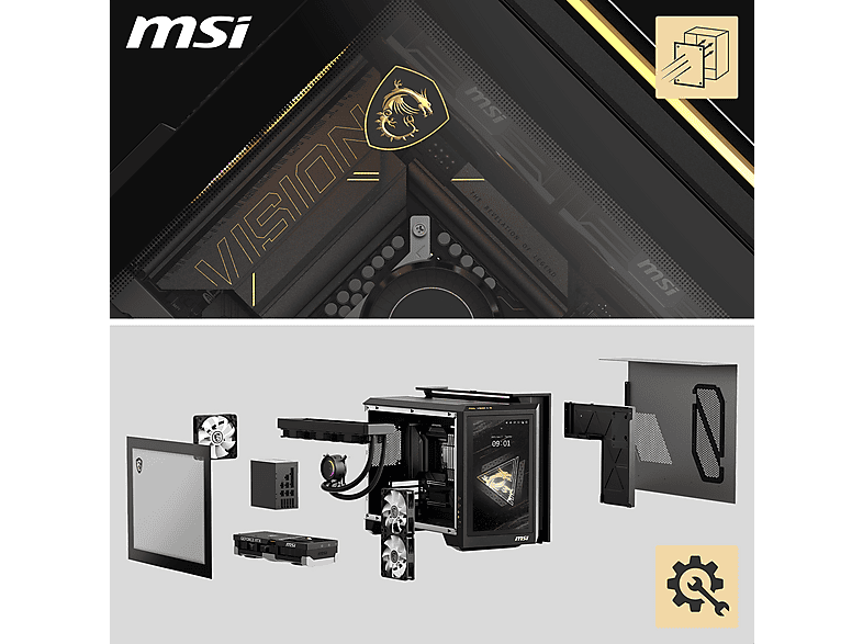 MSI MEG Vision X AI 2NVR7-235DE, Gaming PC, Intel® Core™ Ultra 7 Prozessor 265K, 64 GB RAM, 2 TB SSD, GeForce RTX™ 5070 Ti, Windows 11 Home, Schwarz — Foto 5 von 5