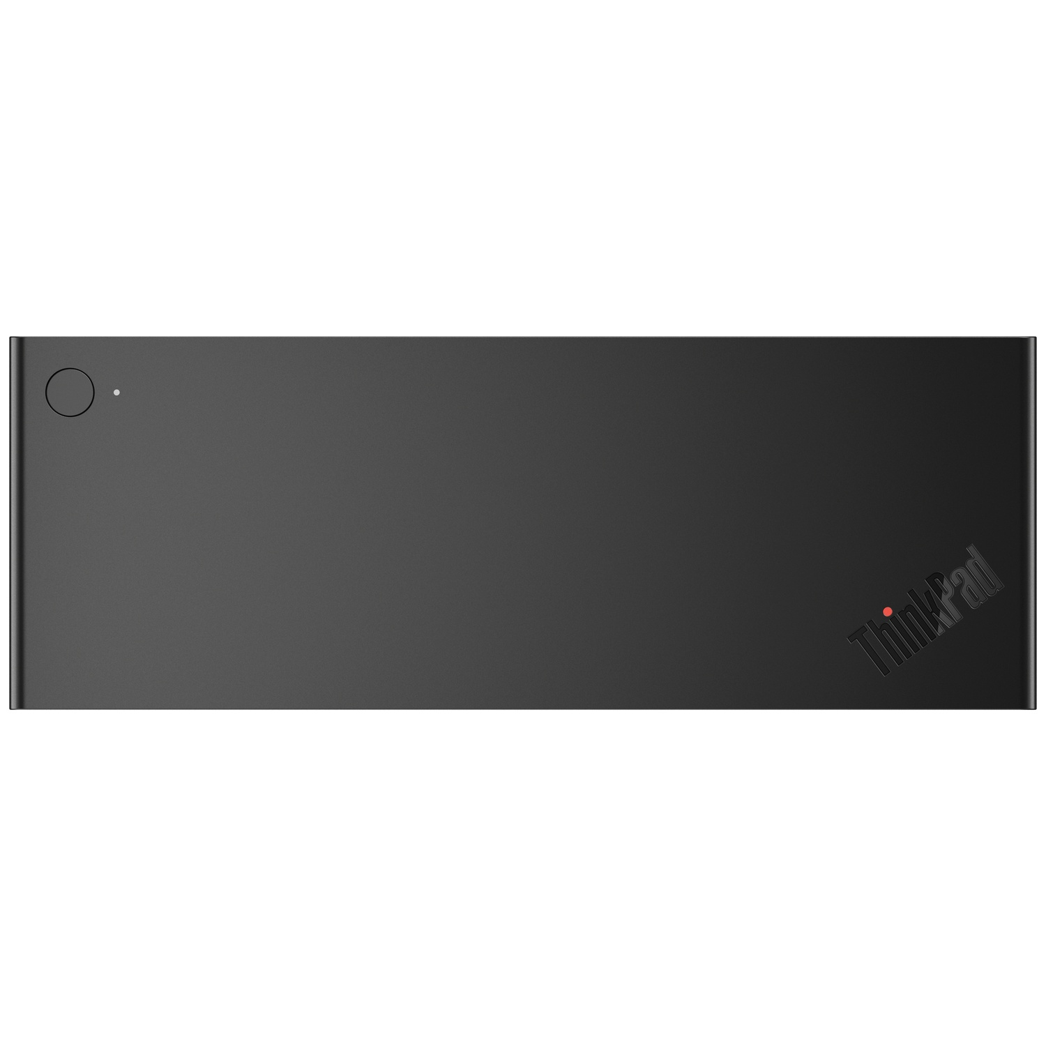 Zwart ThinkPad-apparaat met een cirkel en stip aan de linkerkant.