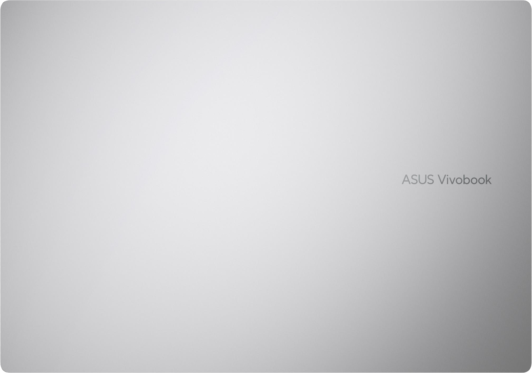 Szürke ASUS Vivobook laptop fedél finom felirattal.