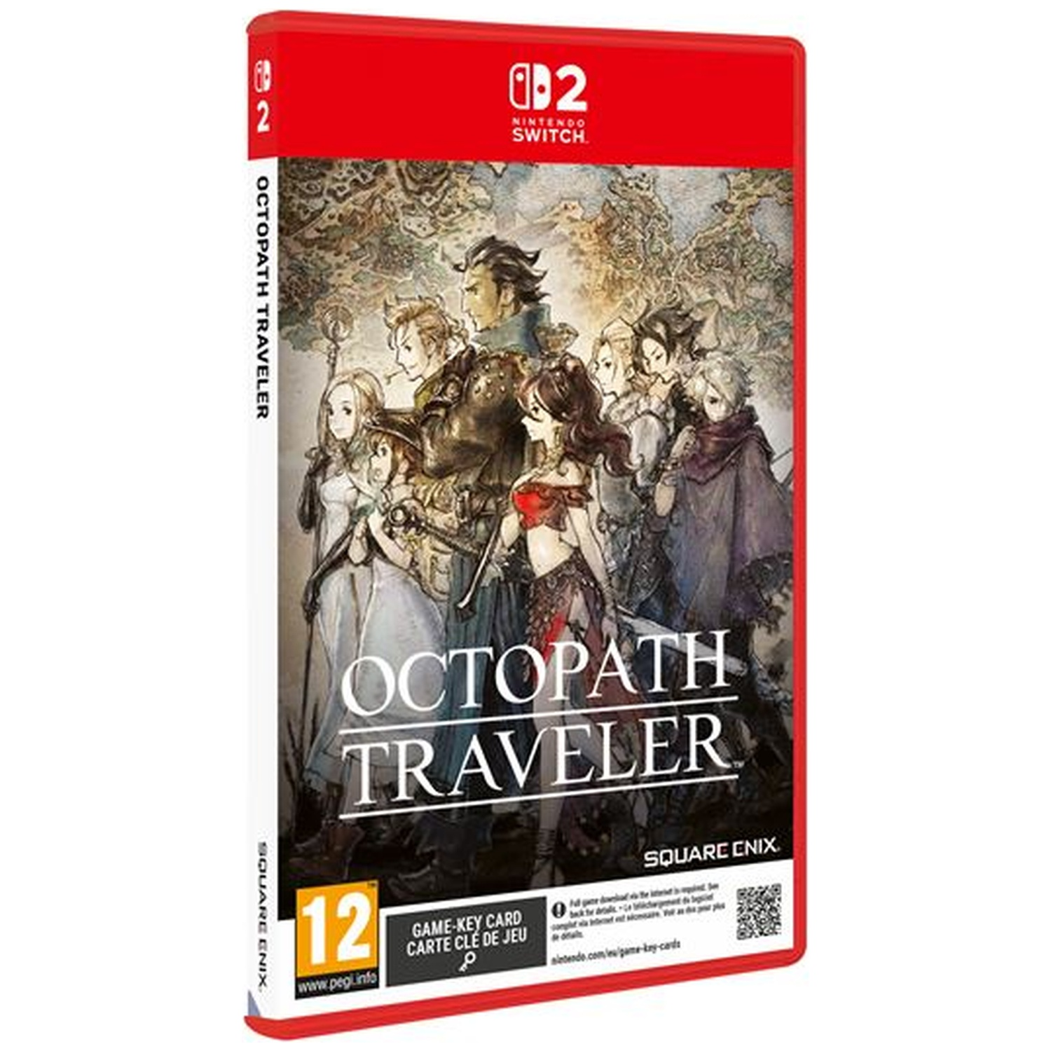 Nintendo Switch game case met acht personages en de titel OCTOPATH TRAVELER.
