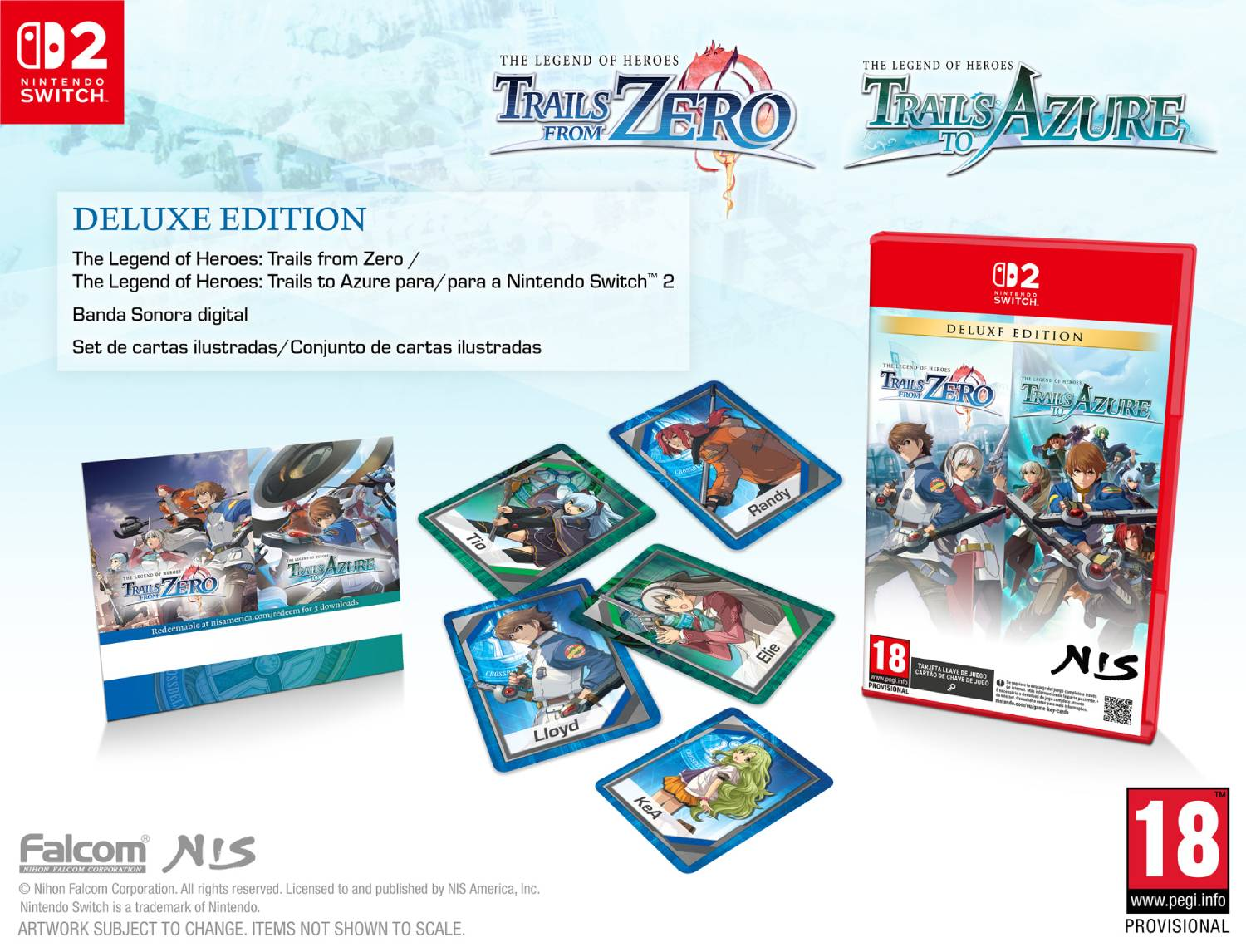 Edición de Lujo de Trails from Zero/Trails to Azure para Nintendo Switch, con cartas y banda sonora.