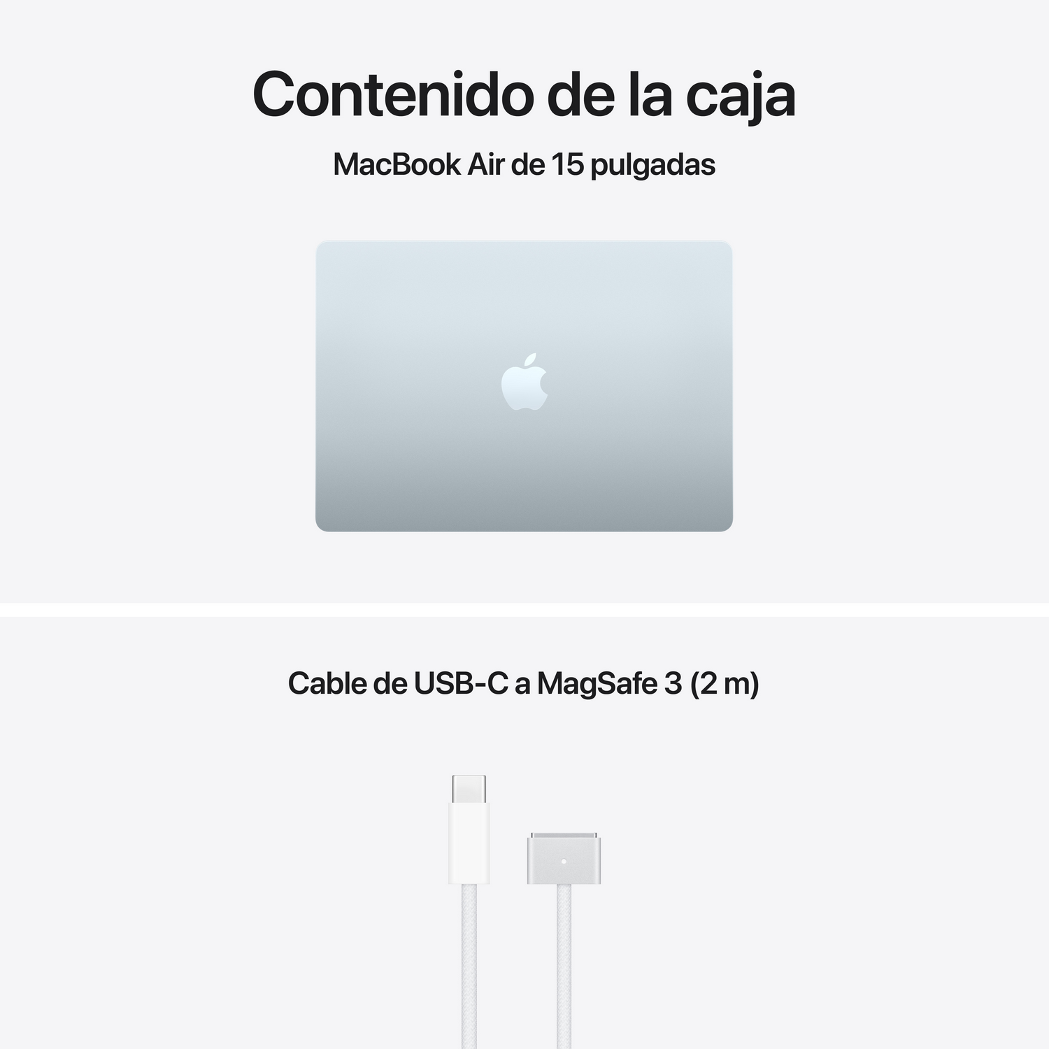 Un MacBook Air y un cable USB-C a MagSafe 3.