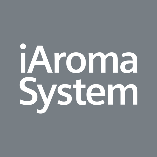 Gri arka plan üzerinde beyaz 'iAroma System' yazısı.