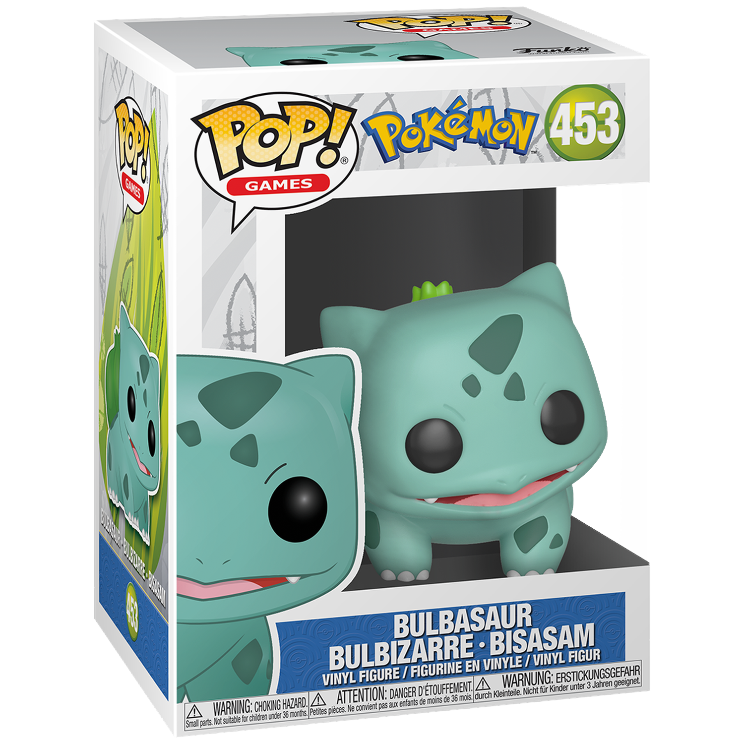 Figurine vinyle Funko Pop! Bulbizarre dans sa boîte sur le thème Pokémon.