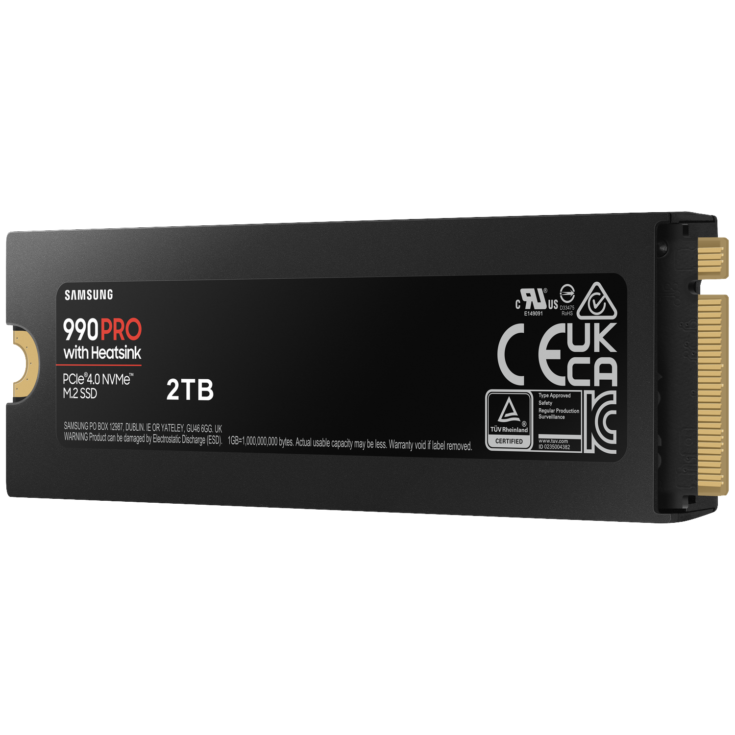 Samsung 990 Pro M.2 SSD met koellichaam, 2TB, PCIe 4.0 NVMe.