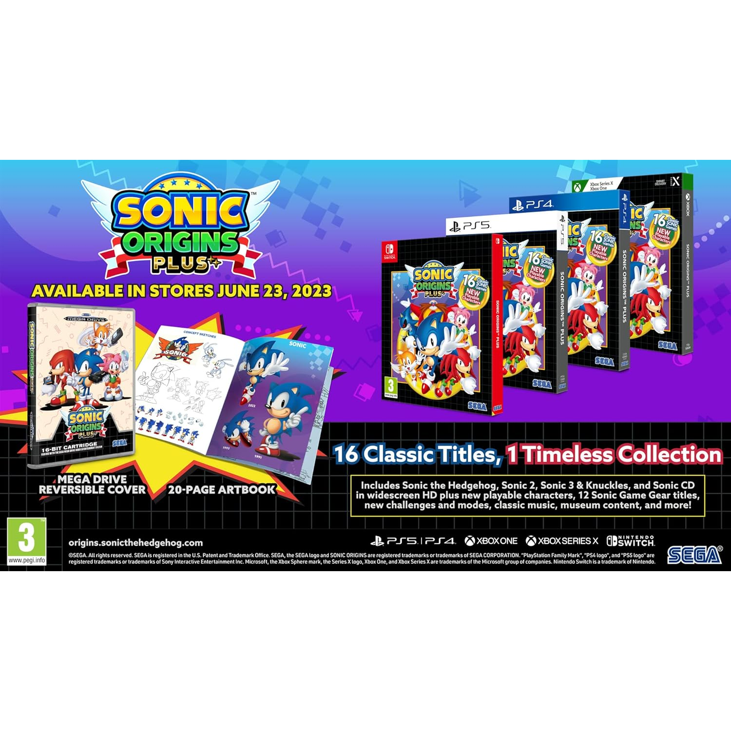 Sonic Origins Plus: Speldozen voor PS5, PS4, Xbox, Switch & een artbook.