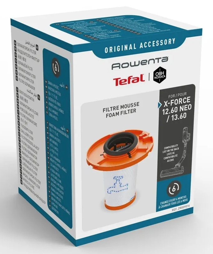 Opakowanie filtra piankowego Rowenta i Tefal, kompatybilnego z modelami X-Force.