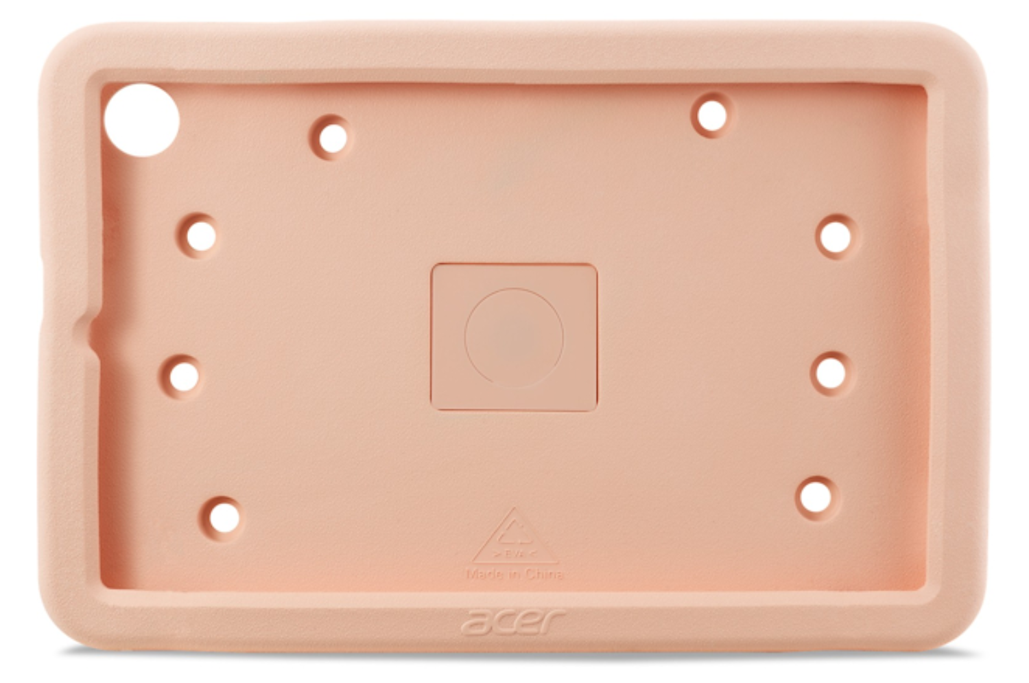 Fundas para tablet antichoque rosa claro con varios recortes y logotipo de Acer.
