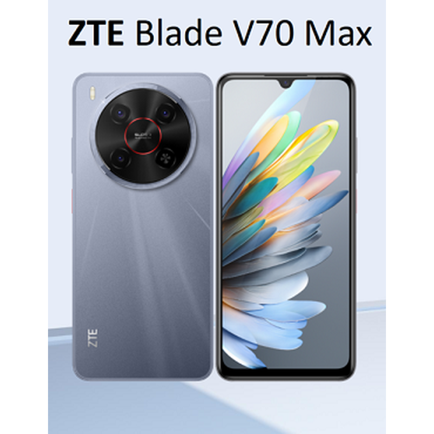 ZTE Blade V70 Max smartphone featuring a gray back and a colorful display.