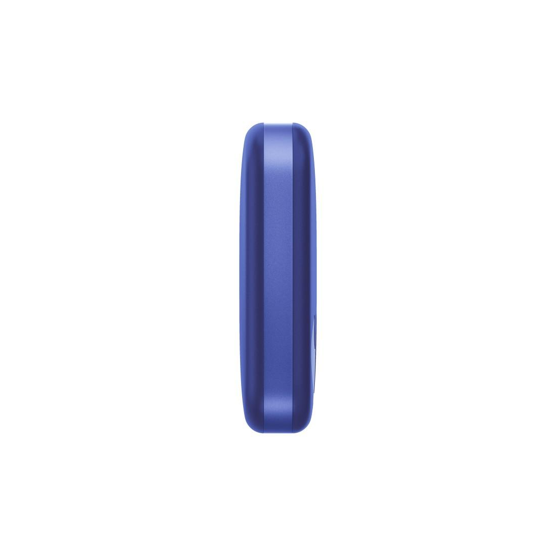 Ein schlankes, violettes Gerät steht senkrecht auf weißem Hintergrund.
