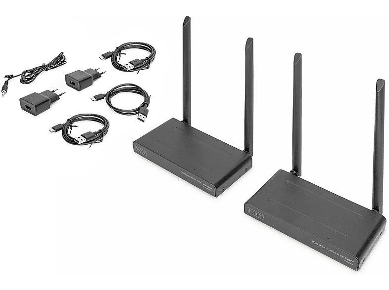 DIGITUS Wireless HDMI KVM Extender Set 200 m, Full HD, IEEE 802.11ac, 5 GHz, 2T2R, Schwarz; Wireless HDMI KVM Extender Set----Wireless HDMI KVM Extender Set — Foto 2 von 2