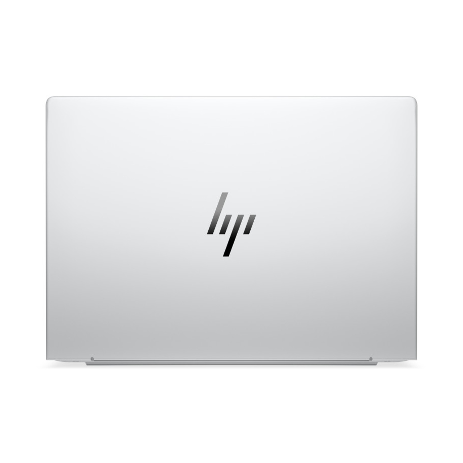 Laptop argentato chiuso con il logo HP al centro, isolato su sfondo bianco.
