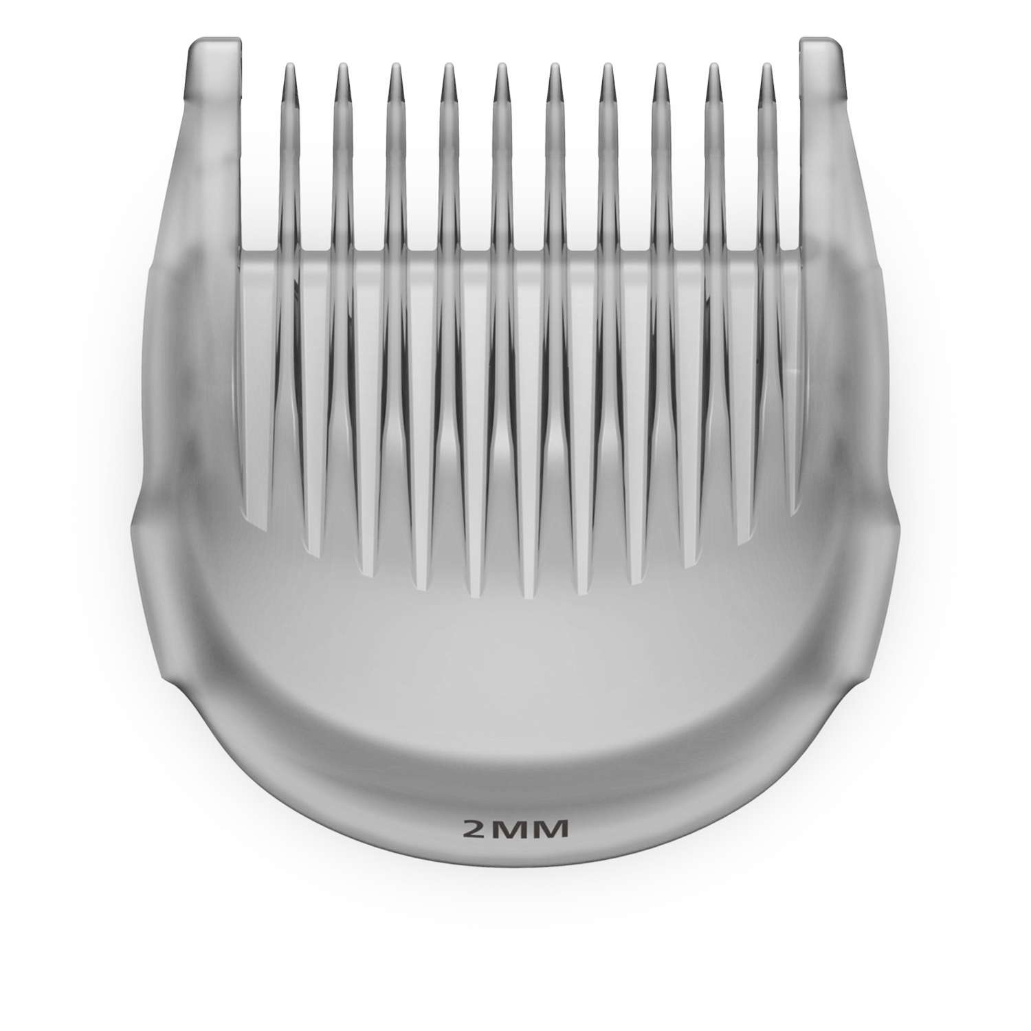 Sabot de tondeuse transparent de 2 mm sur fond noir.