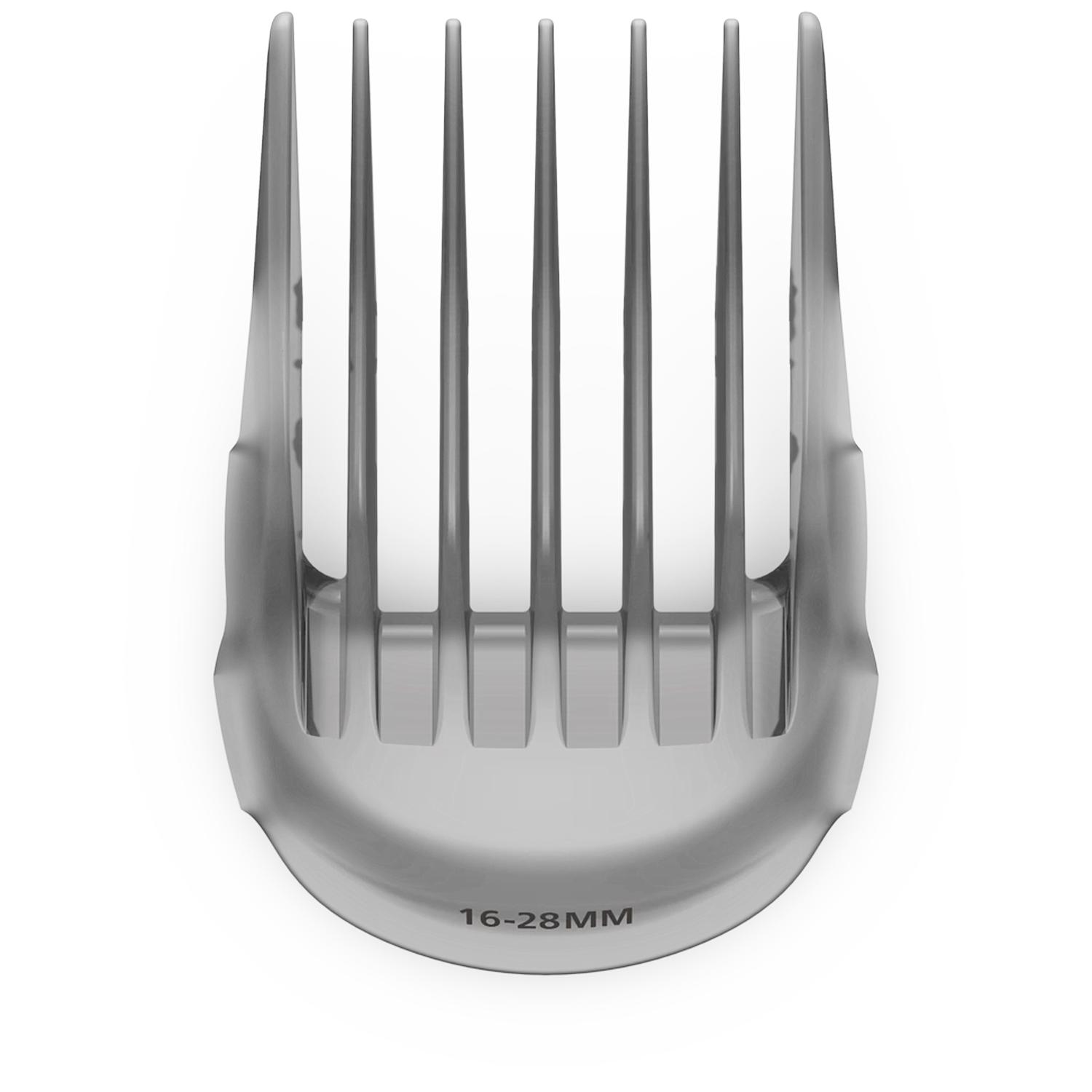 Un sabot de tondeuse à cheveux gris pour 16-28 mm sur fond noir.