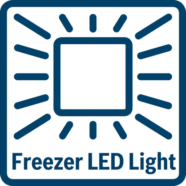 Parıldayan kare ve Freezer LED Light yazısı içeren mavi simge.