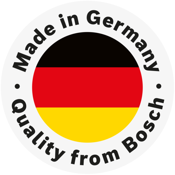 Alman bayrağı ve "Made in Germany Quality from Bosch" yazısı bulunan yuvarlak çıkartma.