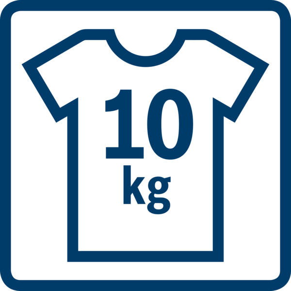 Kare çerçeve içinde 10 kg yazılı mavi tişört simgesi.