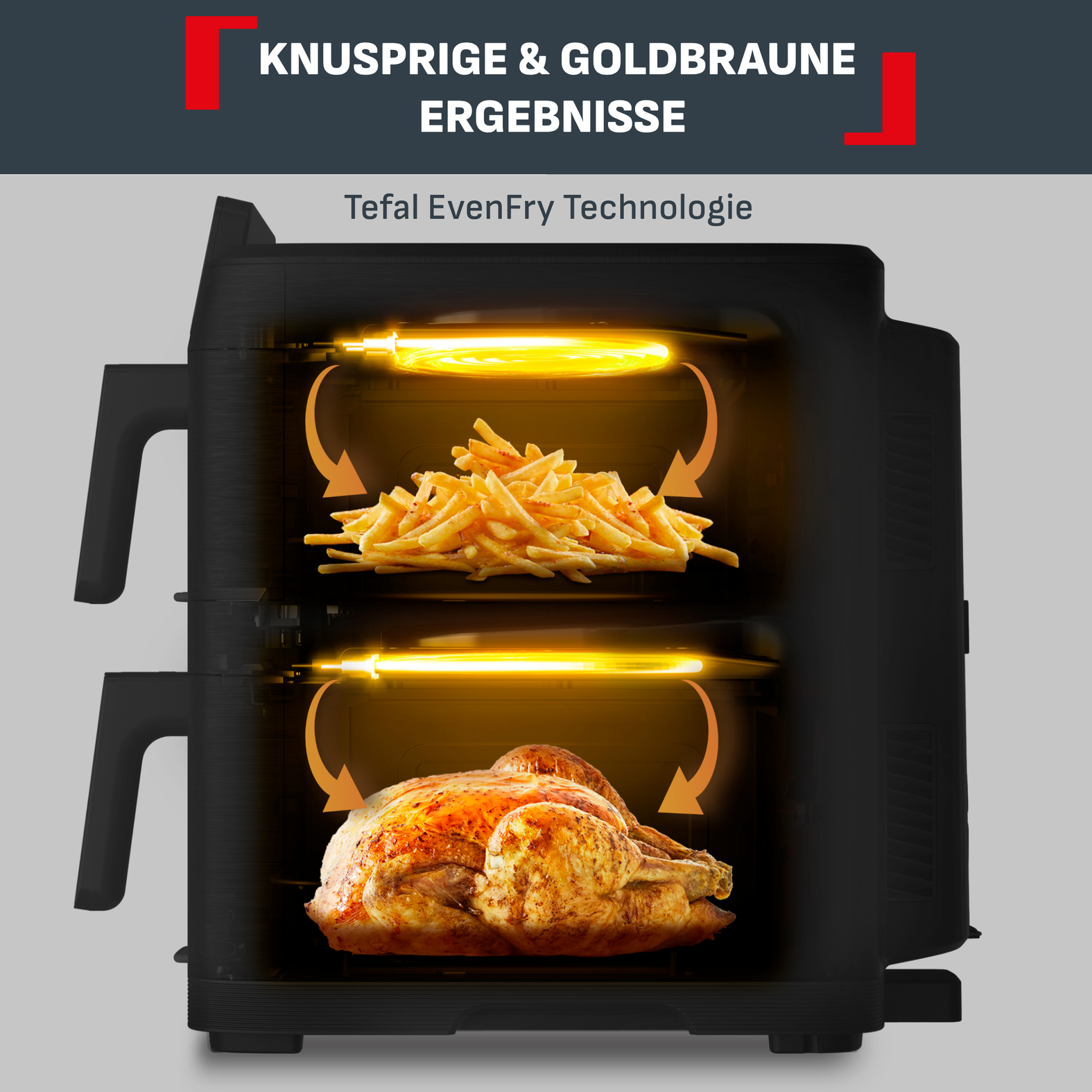 TEFAL EY7568 Easy Fry Crispy Stack Doppelkammer- Heißluftfritteuse