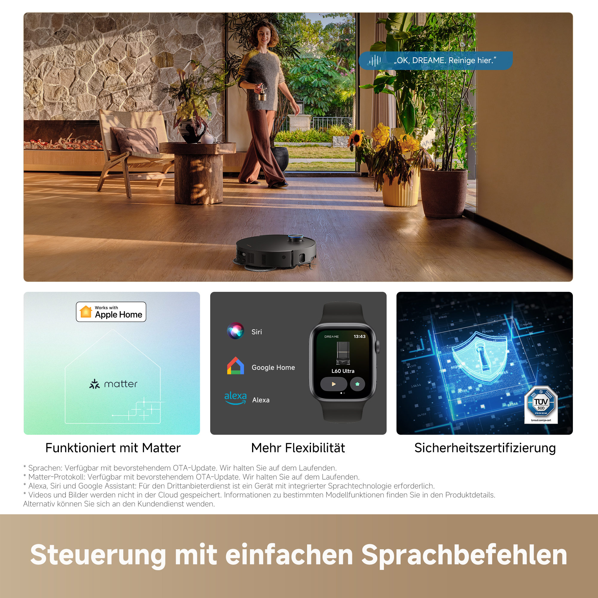 DREAME L60 ULTRA Saug- und Wischroboter (Schwarz, mit Absaugstation)