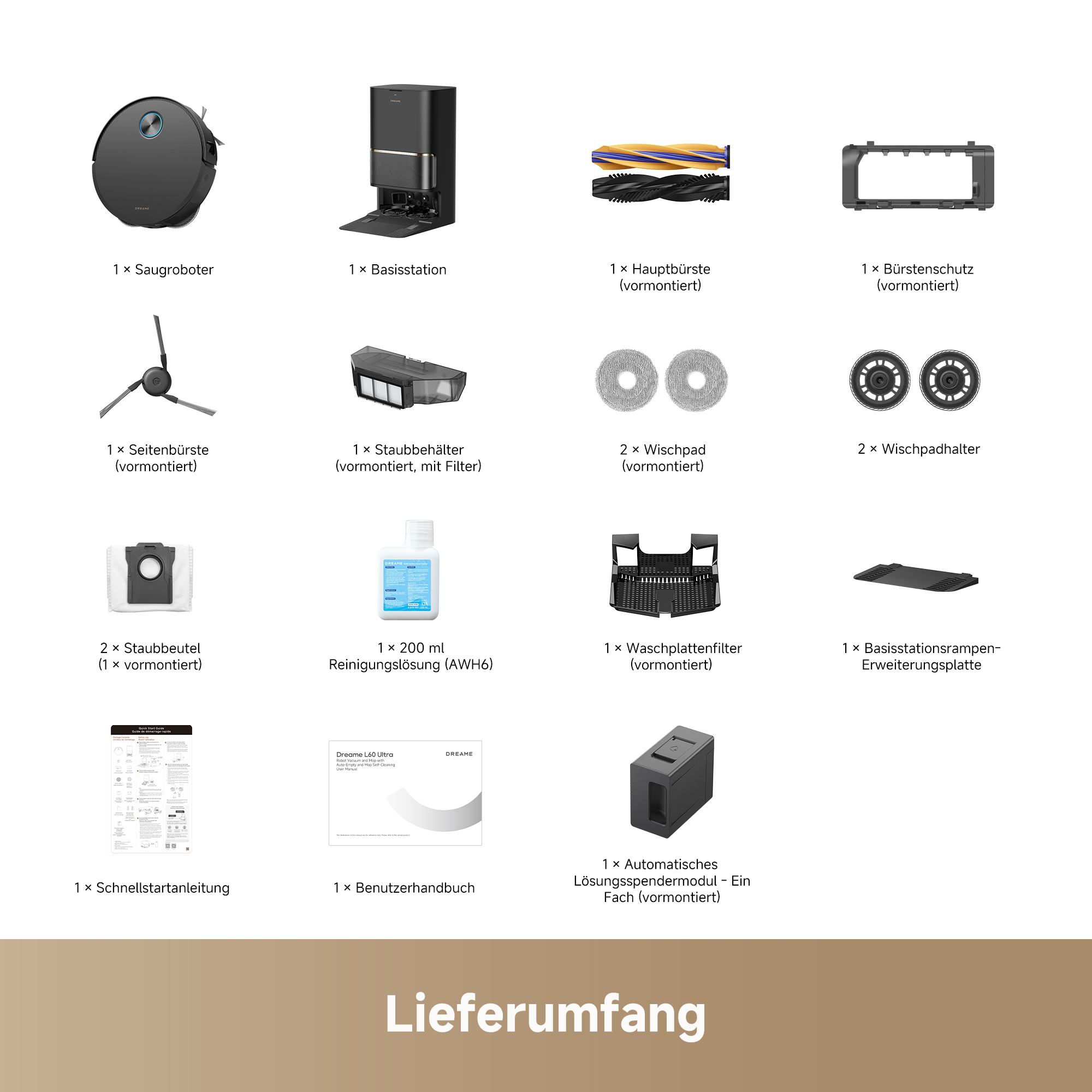DREAME L60 ULTRA Saug- und Wischroboter (Schwarz, mit Absaugstation)