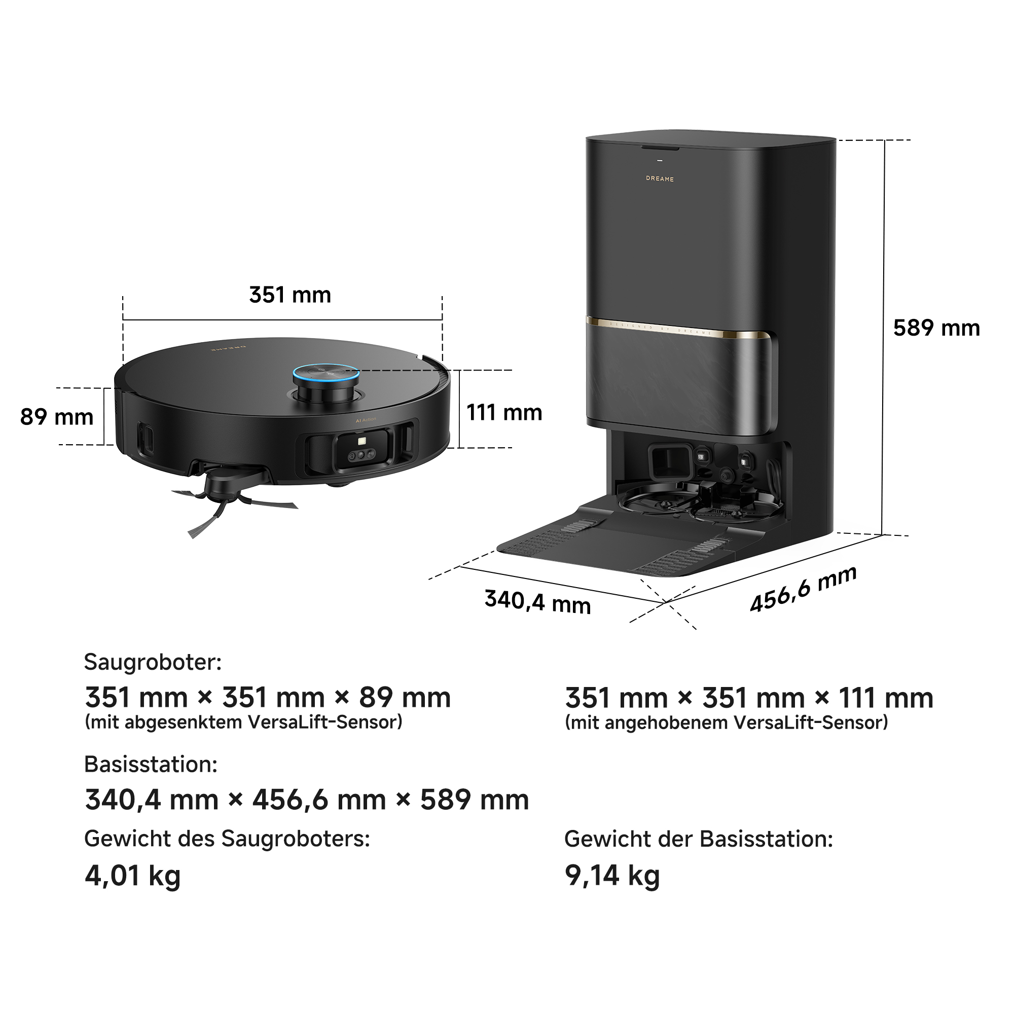 DREAME L60 ULTRA Saug- und Wischroboter (Schwarz, mit Absaugstation)