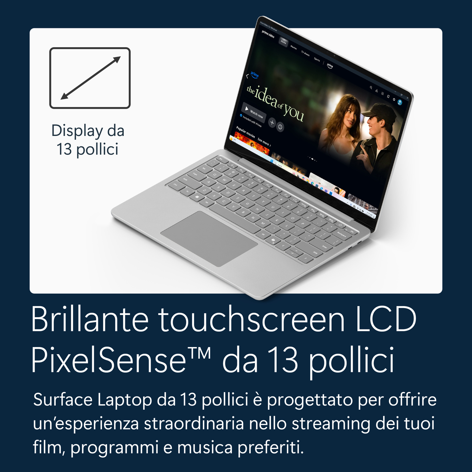 MICROSOFT Surface Laptop13C8 8GB 256GB NOTEBOOK, 13 ", processore Qualcomm Snapdragon X Plus X1P-42-100, Qualcomm Adreno™ Onboard Graphics, RAM 8 GB, 256 GB SSD, Platinum, Windows 11 Home