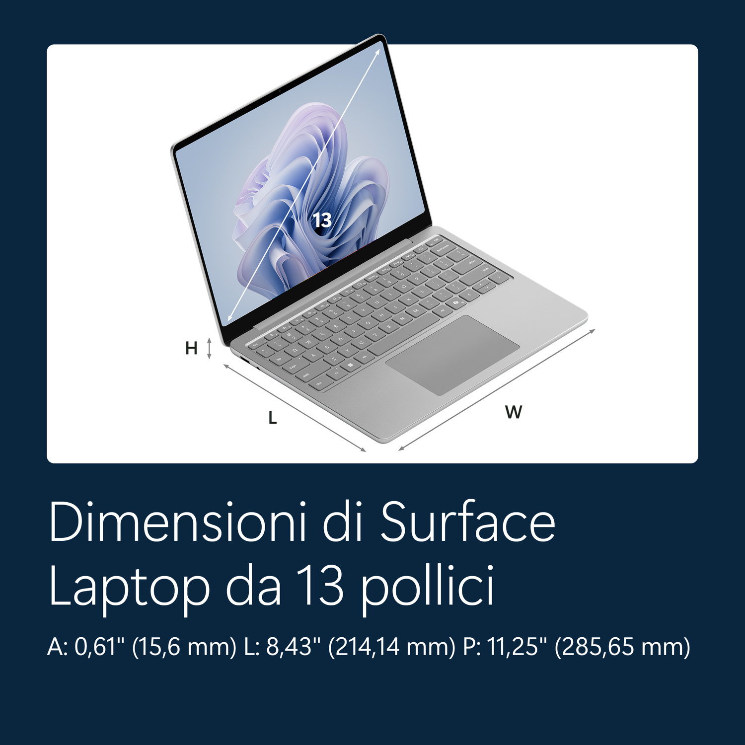 MICROSOFT Surface Laptop13C8 8GB 256GB NOTEBOOK, 13 ", processore Qualcomm Snapdragon X Plus X1P-42-100, Qualcomm Adreno™ Onboard Graphics, RAM 8 GB, 256 GB SSD, Platinum, Windows 11 Home
