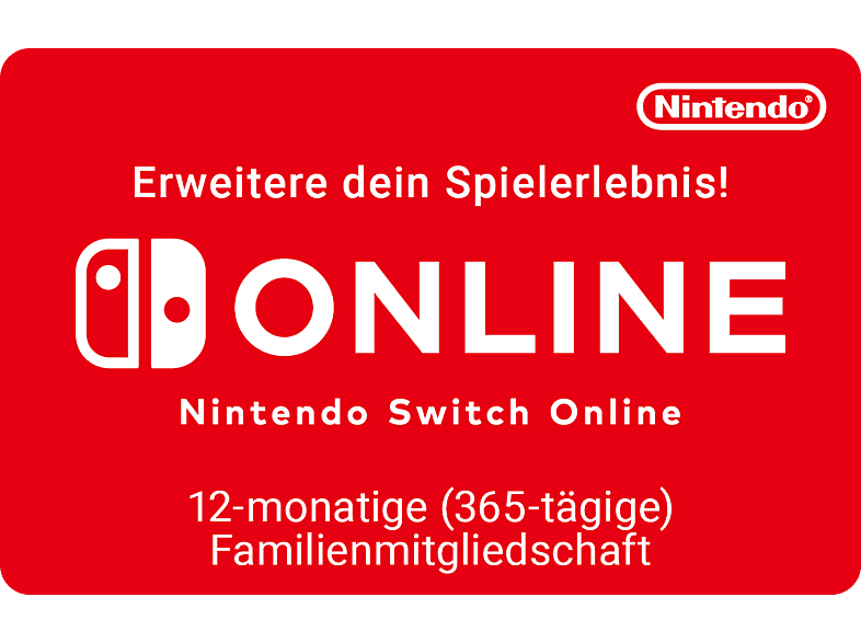 Switch Online 12 Monate Familienmitgliedschaft - NINTENDO Switch; Geschenkkarte