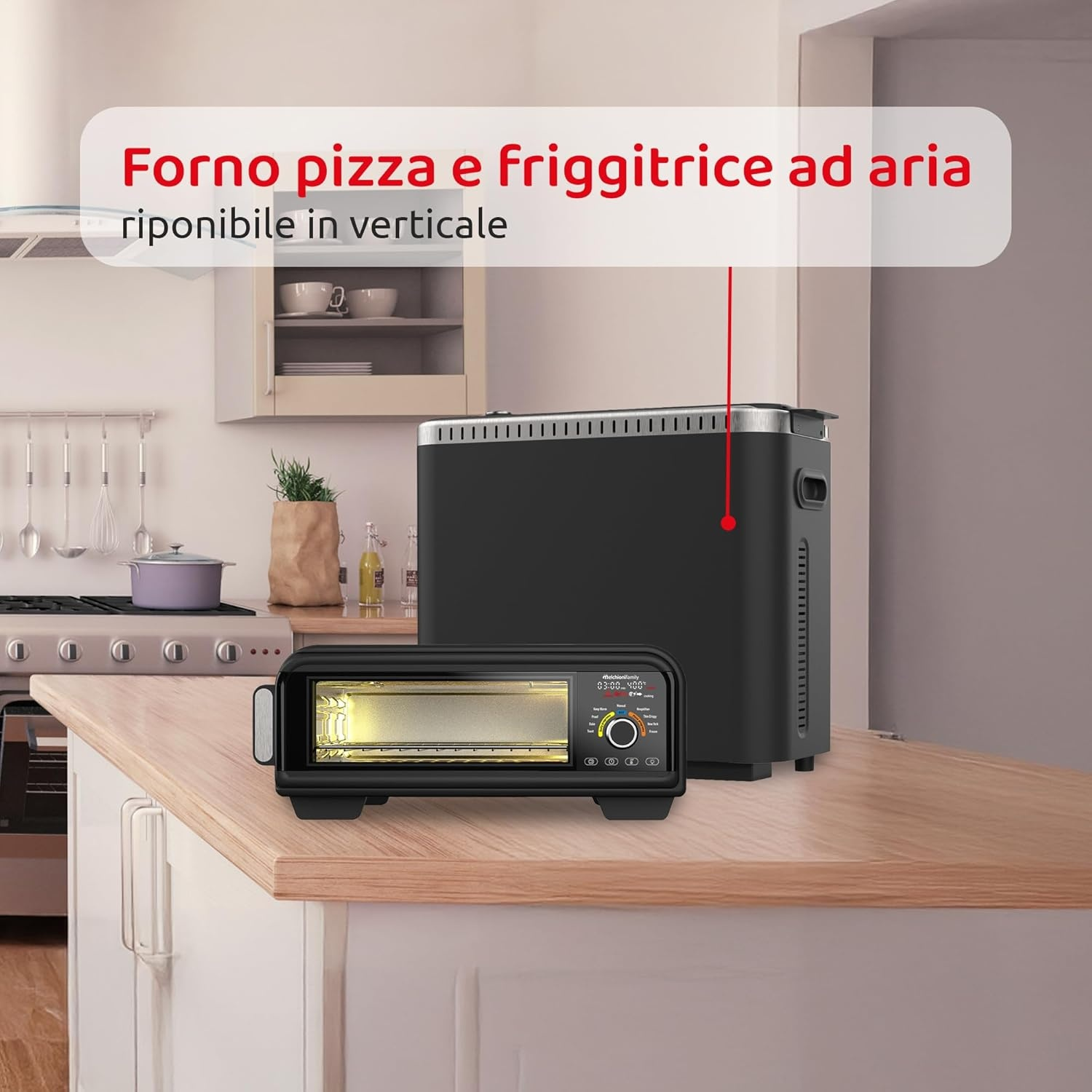 FORNETTO ELETTRICO MELCHIONI FAMILY PIZZA FRY, 18 l, Assorbimento max 2000 W