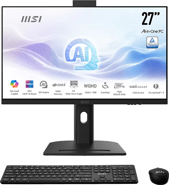 MSI Modern AM273QP AI 1UMG-424XEU Fekete All-in-One PC (27" WQHD/Core Ultra 7/16GB/1024 GB SSD/NoOS)