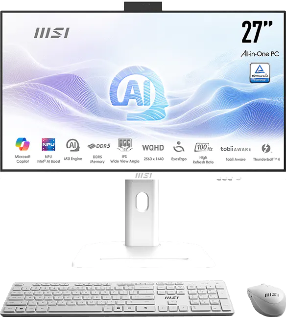 MSI Modern AM273QP AI 1UM-429XEU Fehér All-in-One PC (27" WQHD/Core Ultra 7/16GB/512 GB SSD/NoOS)