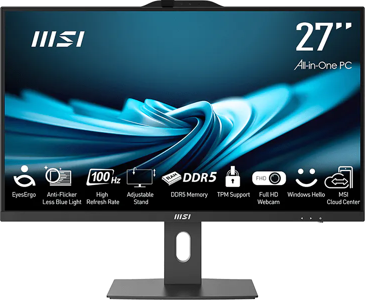 MSI PRO AP272P 14M-1085XEU Fekete All-in-One PC (27" FHD/Core i3/16GB/512 GB SSD/NoOS)