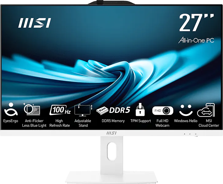 MSI PRO AP272P 14M-1086XEU Fehér All-in-One PC (27" FHD/Core i3/16GB/512 GB SSD/NoOS)