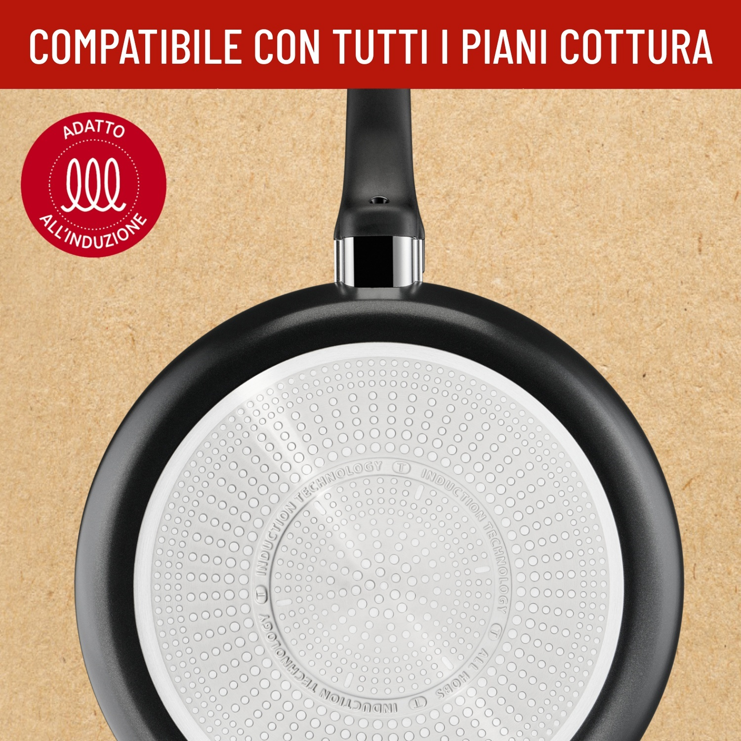 Set padelle LAGOSTINA Cucina Naturale, 5 pezzi, Compatibile con Induzione e Gas, Ø 18/24/28 cm, Alluminio, Rivestimento Titanium Antiaderente, Nero